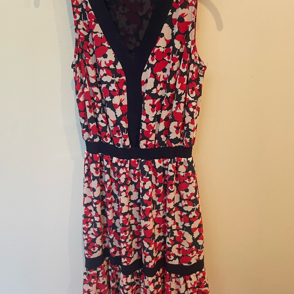 MICHAEL Michael Kors Red White Floral V-Neck Midi Dress